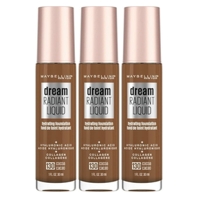 3x Maybelline Dream Radiant Liquid Foundation Pack - 130 Cocoa