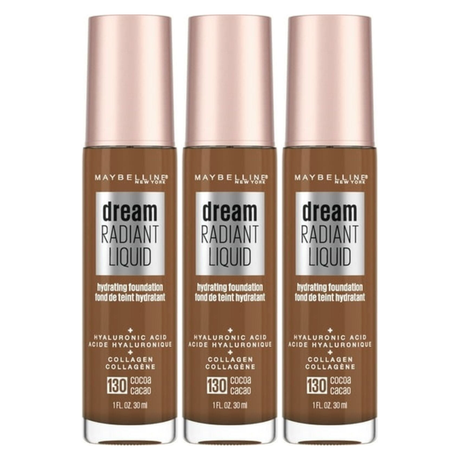 3x Maybelline Dream Radiant Liquid Foundation Pack - 130 Cocoa