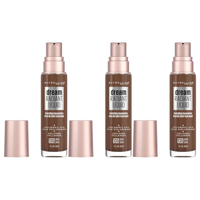 3x Maybelline Dream Radiant Liquid Hydrating Foundation with Hyaluronic Acid Pack - Java 135