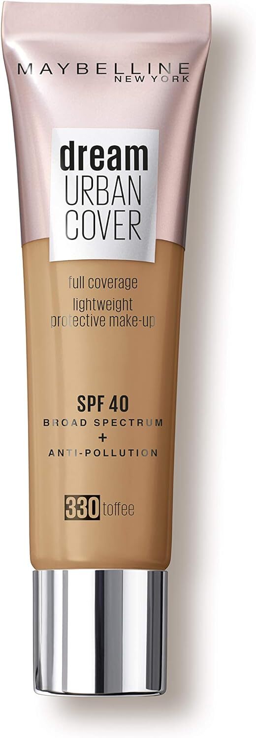 Maybelline 30ml Dream Urban Full Cover Liquid Foundation SPF40 - Toffee 330 (4.5g)