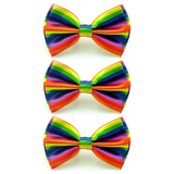 3x Rainbow Stripe Bow Tie Bulk Pack - LGBTQ+ Wedding Costume Party/Pride