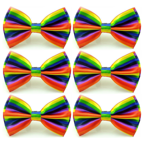 6x Rainbow Stripe Bow Tie Bulk Pack - LGBTQ+ Wedding Costume Party/Pride