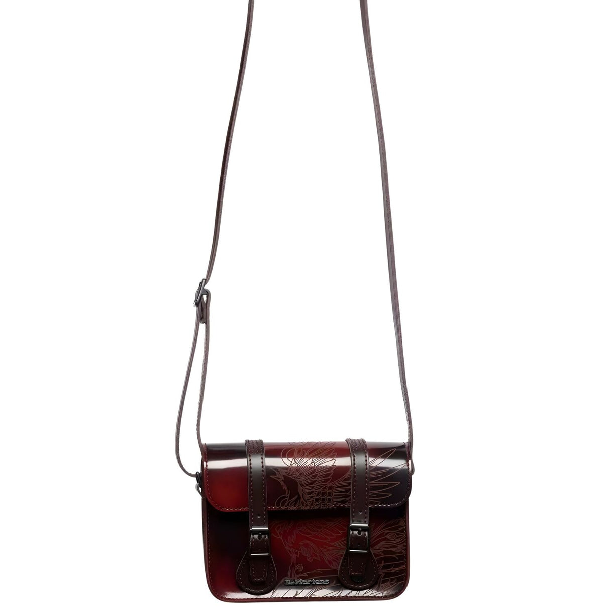 Dr Martens 7" Leather Satchel Phoenix Bag - Cherry Red (w/ Arcadia Adjustable Strap)