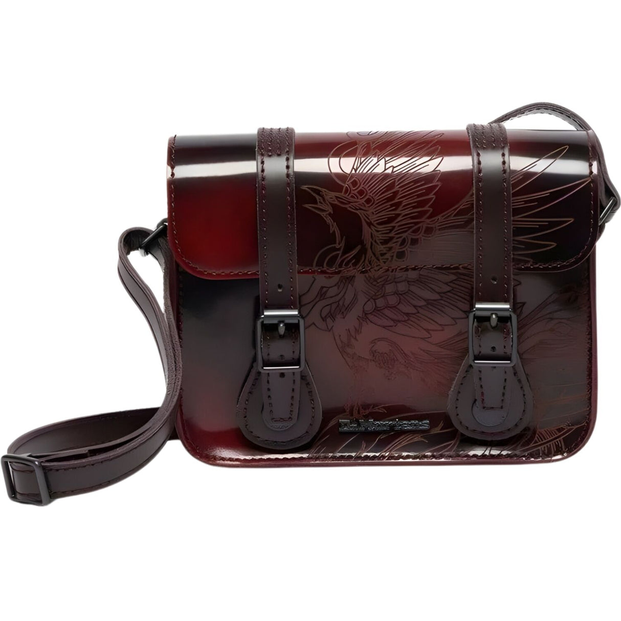 Dr Martens 7" Leather Satchel Phoenix Bag - Cherry Red (w/ Arcadia Adjustable Strap)