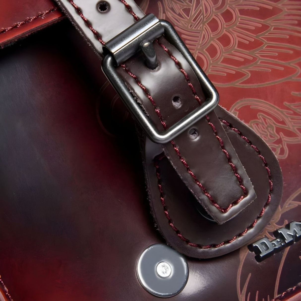 Dr Martens 7" Leather Satchel Phoenix Bag - Cherry Red (w/ Arcadia Adjustable Strap)