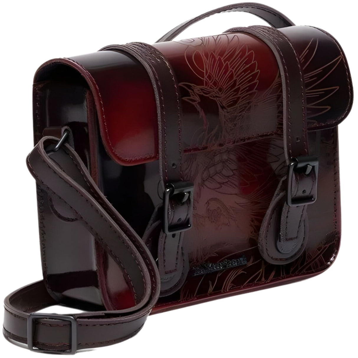 Dr Martens 7" Leather Satchel Phoenix Bag - Cherry Red (w/ Arcadia Adjustable Strap)