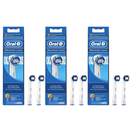 6x Oral-B Precision Clean Replacement Brush Heads Bulk Pack - 3 Packs of 2 (Deep Clean, Compatible)