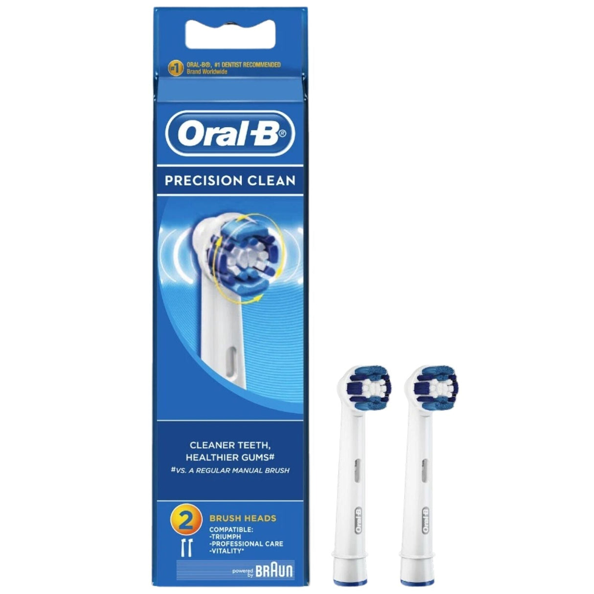 Oral-B Precision Clean Replacement Brush Heads - 2 Pack (Deep Clean, Compatible)