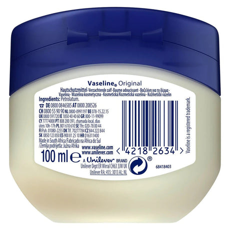 3x Vaseline 100ml Original Pure Petroleum Jelly Bulk Pack (Dermatologically Tested)