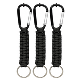 3x Paracord Keychain w/ Key Ring & Carabiner Clip Pack (Cable Holder)