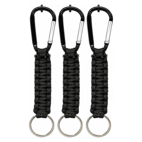 3x Paracord Keychain w/ Key Ring & Carabiner Clip Pack (Cable Holder)