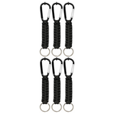 6x Paracord Keychain w/ Key Ring & Carabiner Clip Bulk Pack (Cable Holder)