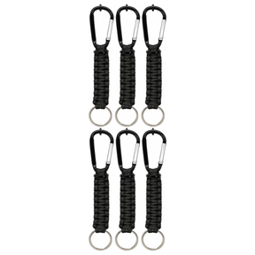 6x Paracord Keychain w/ Key Ring & Carabiner Clip Bulk Pack (Cable Holder)