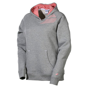 Babolat Core Club Girls Hoodie Jumper - Grey/Pink (Junior Kids Tennis Sport)