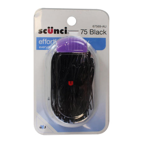 SCUNCI 75-Pack Bobby Pins in Travel Case - Black