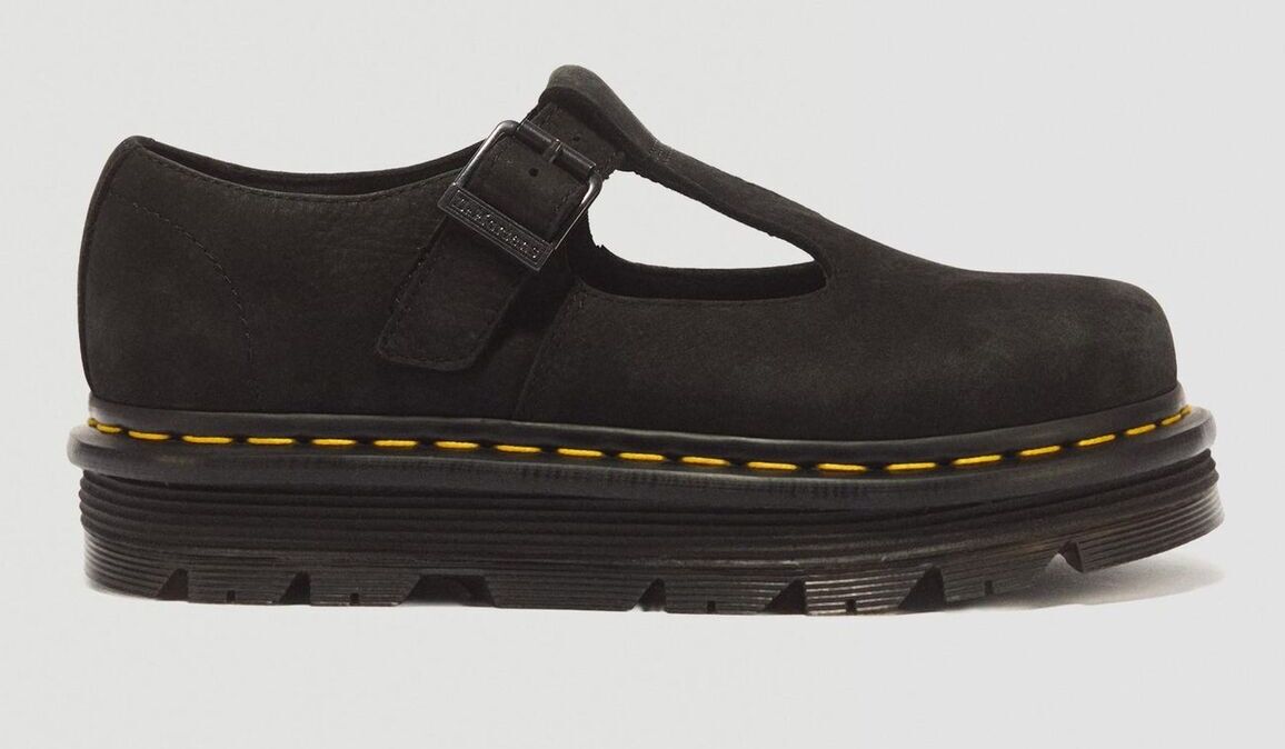 Dr. Martens Zebzag Milled Nubuck Mary Jane Sandals Shoes in Black