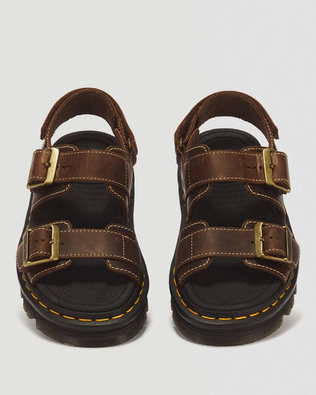 Dr. Martens ZebZag Crazy Horse Leather Sandals - Dark Brown