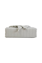 100% Cotton Jacquard Waffle Duvet Quilt Cover Set w/ Pillow Cases - Jade Waffle
