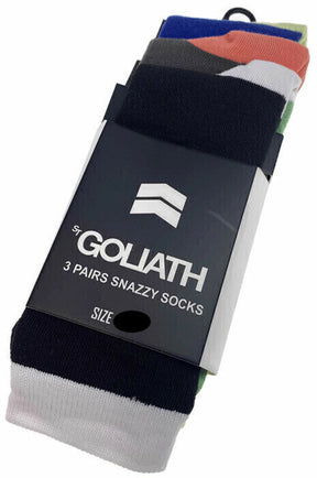 3x St Goliath Mens The Block Crew Socks - Multi (Snazzy Sox Cotton Blend)