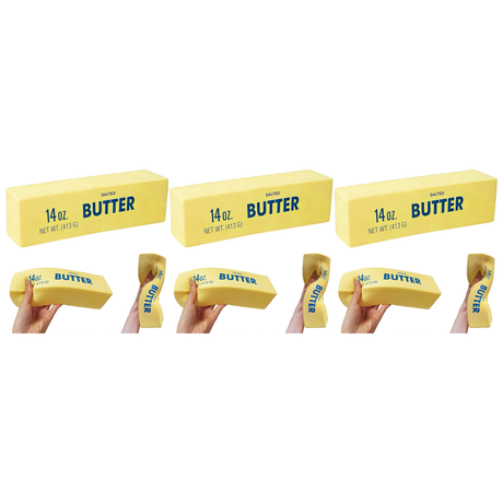 3x 22cm Salted Butter Scented Squishy Fidget Block Pack - Sensory Stress Toy
