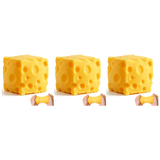 3x 7cm Cheese Squishy Fidget Block Pack - Sensory Stress Toy