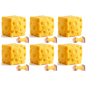 6x 7cm Cheese Squishy Fidget Block Bulk Pack - Sensory Stress Toy
