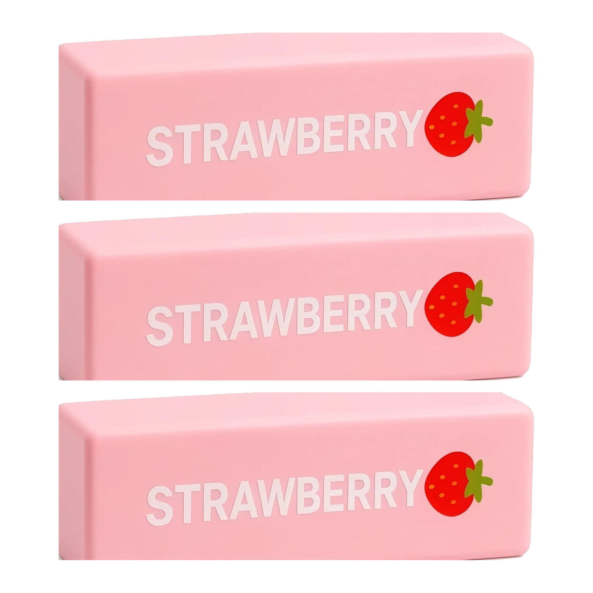 3x 13cm Strawberry Scented Squishy Fidget Block Pack - Sensory Stress Toy (Berry Fruit)