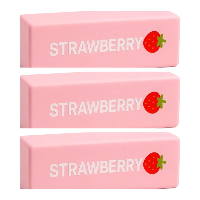 3x 13cm Strawberry Scented Squishy Fidget Block Pack - Sensory Stress Toy (Berry Fruit)