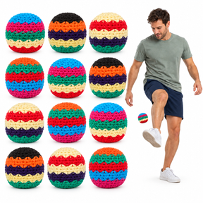 12x Handmade Juggling Footbag Bean Sack Balls - Assorted Colours