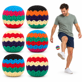 6x Handmade Juggling Footbag Bean Sack Balls - Assorted Colours