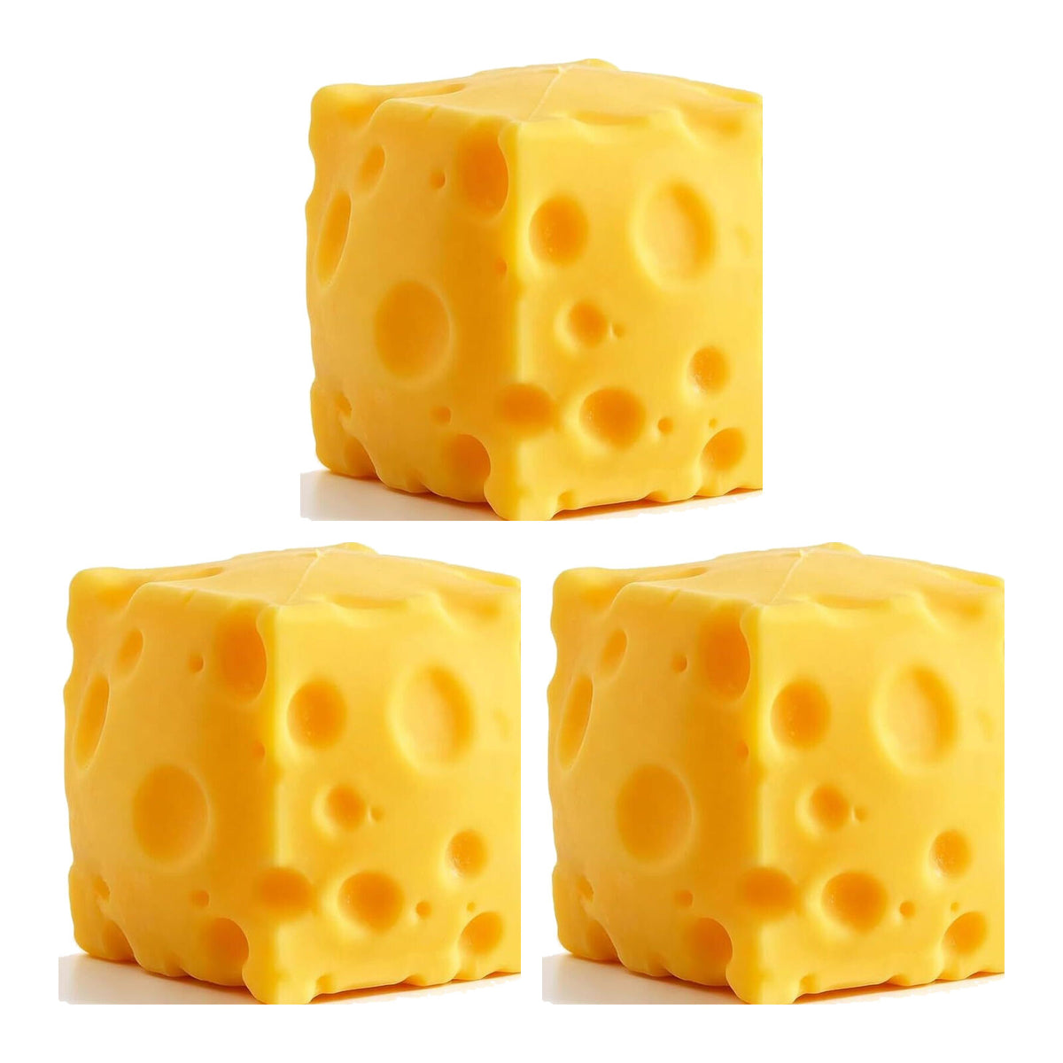 3pc Set 5cm Cheese Squishy Fidget Blocks Squeezy Stress Relief Sensory Toys