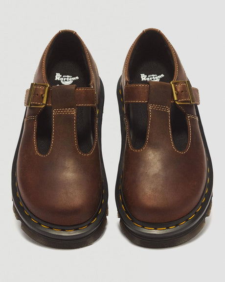 Dr. Martens Zebzag Crazy Horse Leather Mary Jane Sandals - Dark Brown (Unisex Shoes)