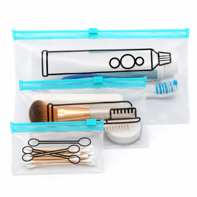 3pcs Zip-Lock Silicone Travel Packing Bags - Reusable Organiser Set