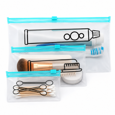3pcs Zip-Lock Silicone Travel Packing Bags - Reusable Organiser Set