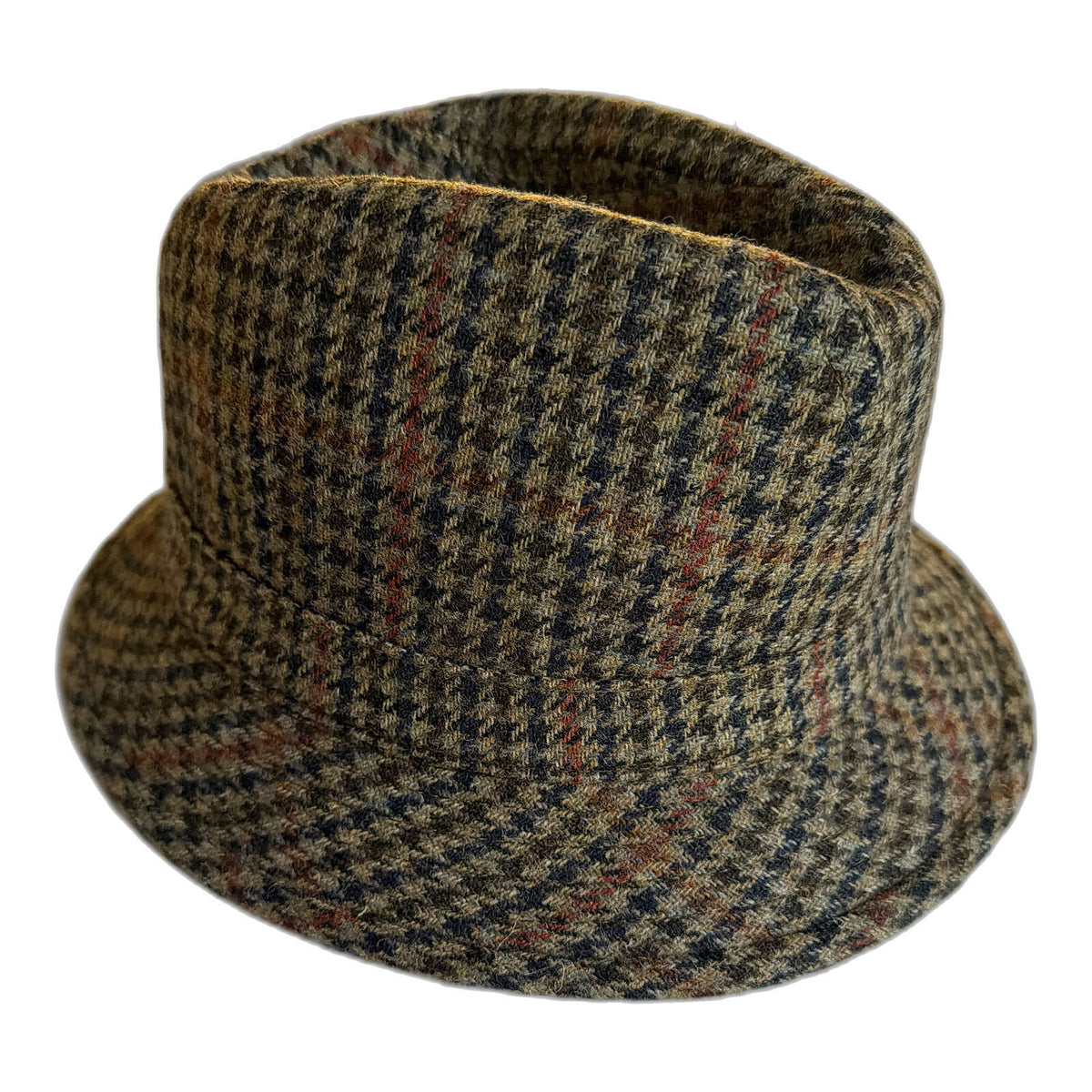 Failsworth Clansman Tweed Trilby Hat - Brown Houndstooth (Made in UK)