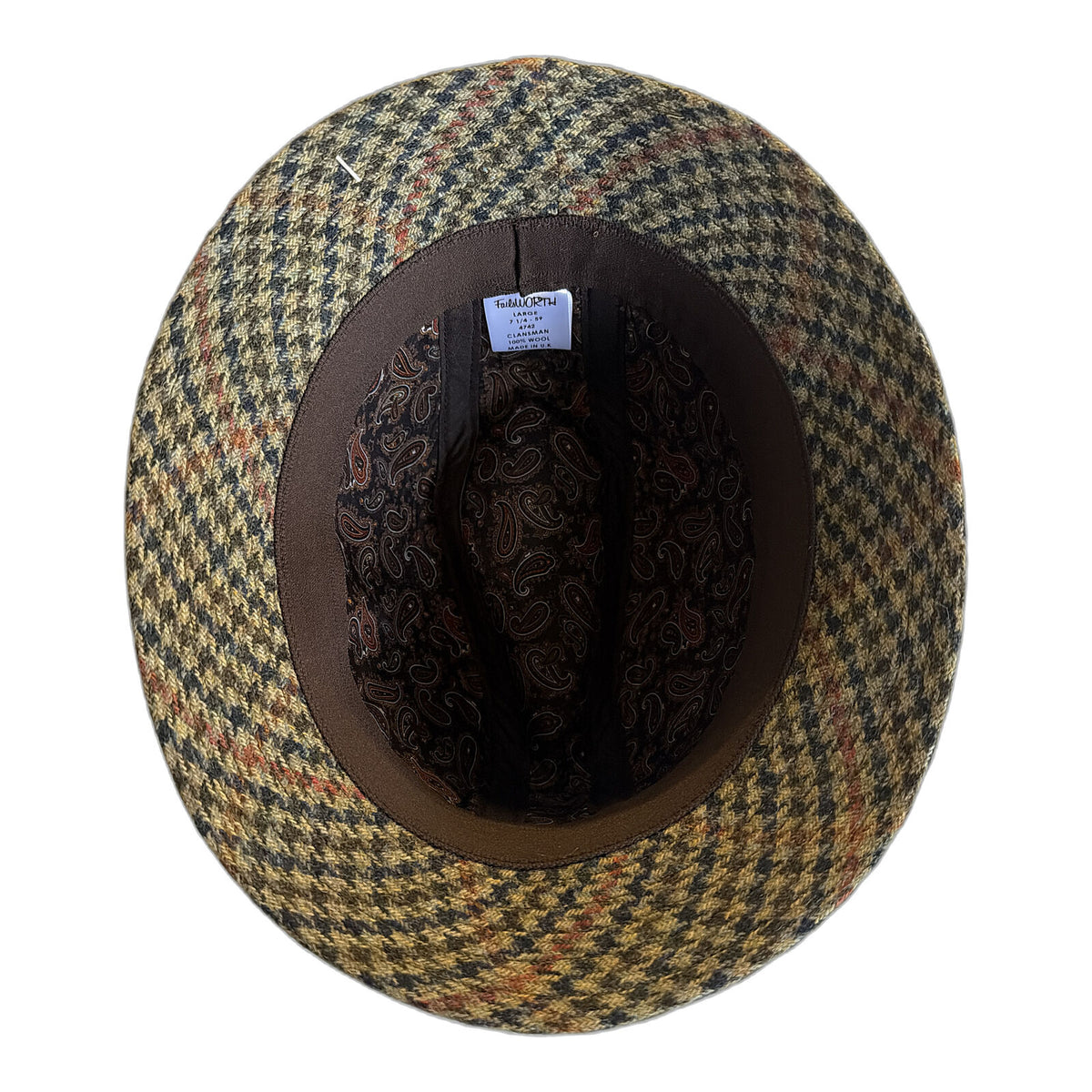Failsworth Clansman Tweed Trilby Hat - Brown Houndstooth (Made in UK)