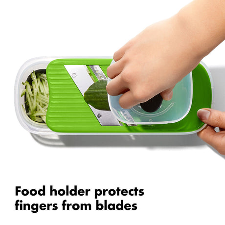 OXO Good Grips Grate & Slice Set – 4 Blade Prep Kit with Container Lid Non-Slip Base Dishwasher Safe