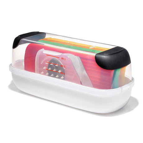 OXO Good Grips Grate & Slice Set – 4 Blade Prep Kit with Container Lid Non-Slip Base Dishwasher Safe