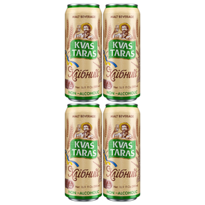 4x 500ml Kvas Taras Kvass Traditional Malt Bread Drink - Non-Alcoholic (Cans)