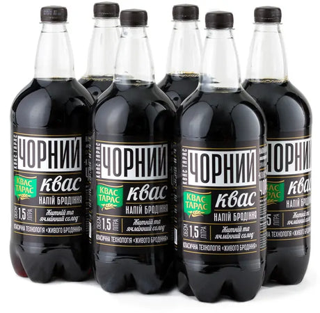 6x 1.5L Kvas Taras Dark Non-Alcoholic Malt Bread Drink (9 Litres Total) Kvass