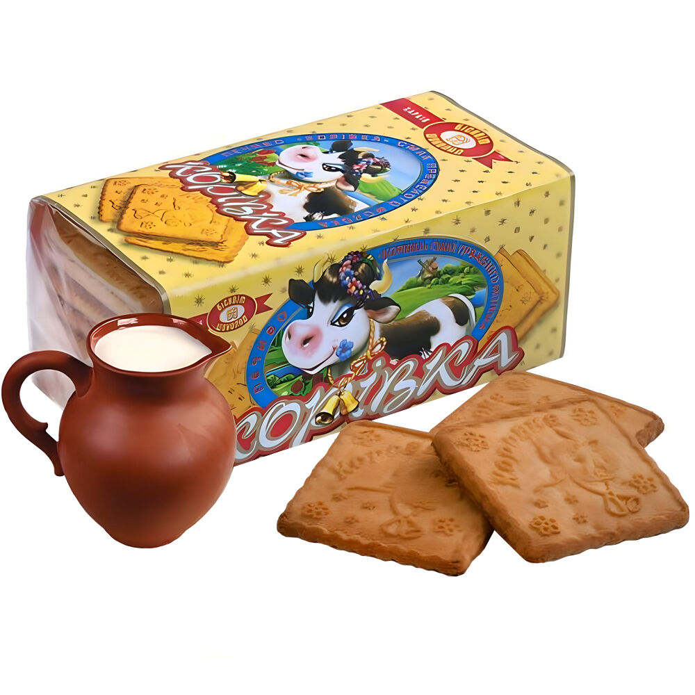 3x 180g Korivka Baked Milk Biscuits w/ Butter Flavour Sugar Cookies - Product of Ukraine