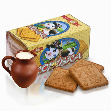 180g Korivka Baked Milk Biscuits w/ Butter Flavour Sugar Cookies - Product of Ukraine