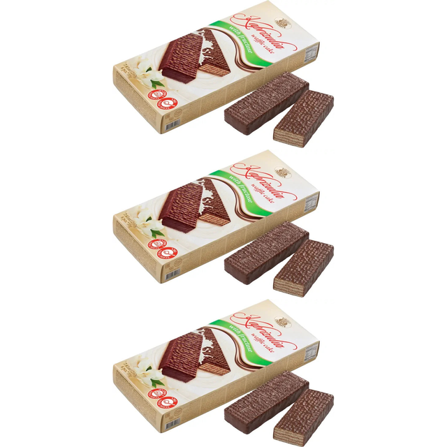 3x 210g Kaprizulya Chocolate Wafer/Waffle Biscuit Cakes w/Fructose (Diabetic Friendly) - Product of Ukraine (Bulk Pack)