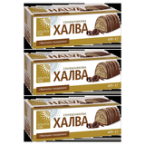 3x 470g Zolotoi Vek Sunflower Halva Roll (Chocolate Flavoured) - Product of Ukraine w/ Gift Box