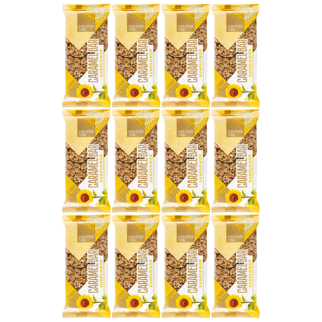 12x 60g Kozinak Sunflower Seed Caramel Snack Bar - Product of Ukraine (Zolotoi Vek)