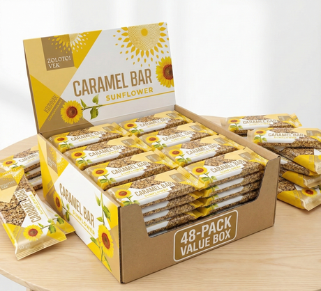 48x 60g Kozinak Sunflower Seed Caramel Snack Bar - Product of Ukraine (Zolotoi Vek)