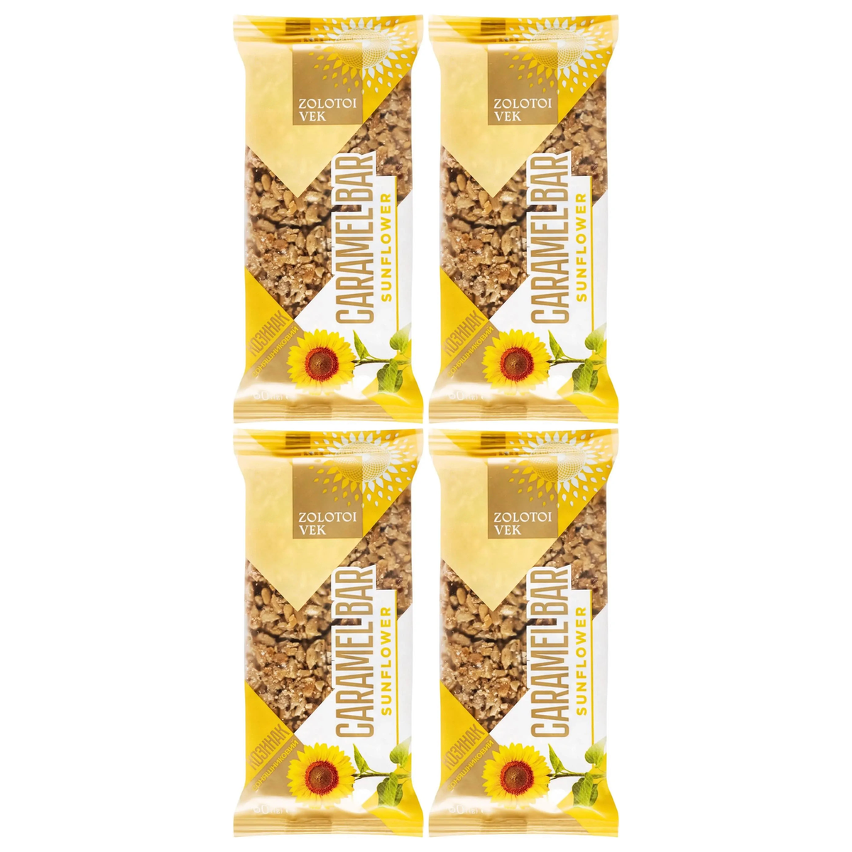 4x 60g Kozinak Sunflower Seed Caramel Snack Bar Bulk Pack - Product of Ukraine (Zolotoi Vek)