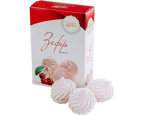 280g Zephyr Soft Marshmallow Meringue Ukrainian Sweets - Cherry (1 Box of 6 Zefir) - Product of Ukraine