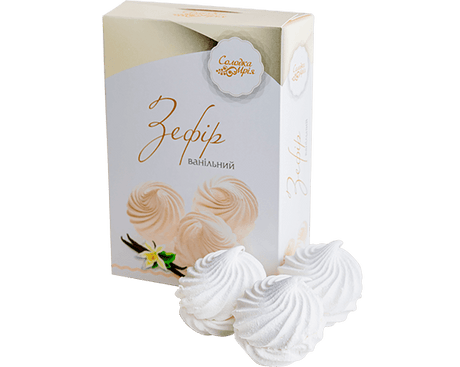 280g Zephyr Soft Marshmallow Meringue Ukrainian Sweets - Vanilla (1 Box of 6 Zefir) - Product of Ukraine