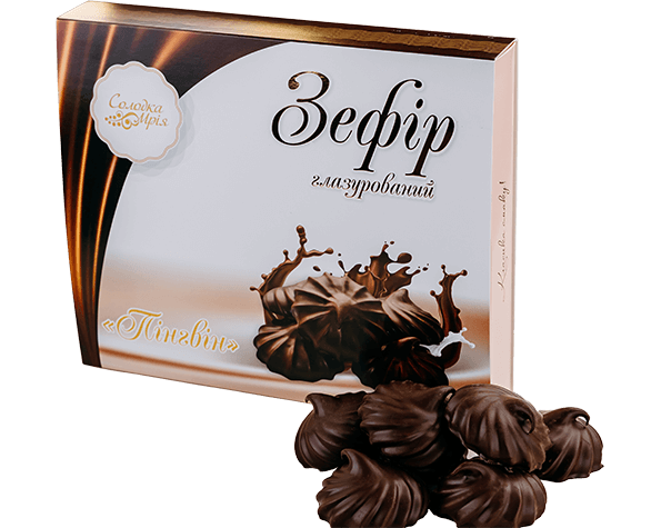 250g Zephyr Soft Marshmallow Meringue "Penguin" - Chocolate (1 Box of Zefir) - Product of Ukraine